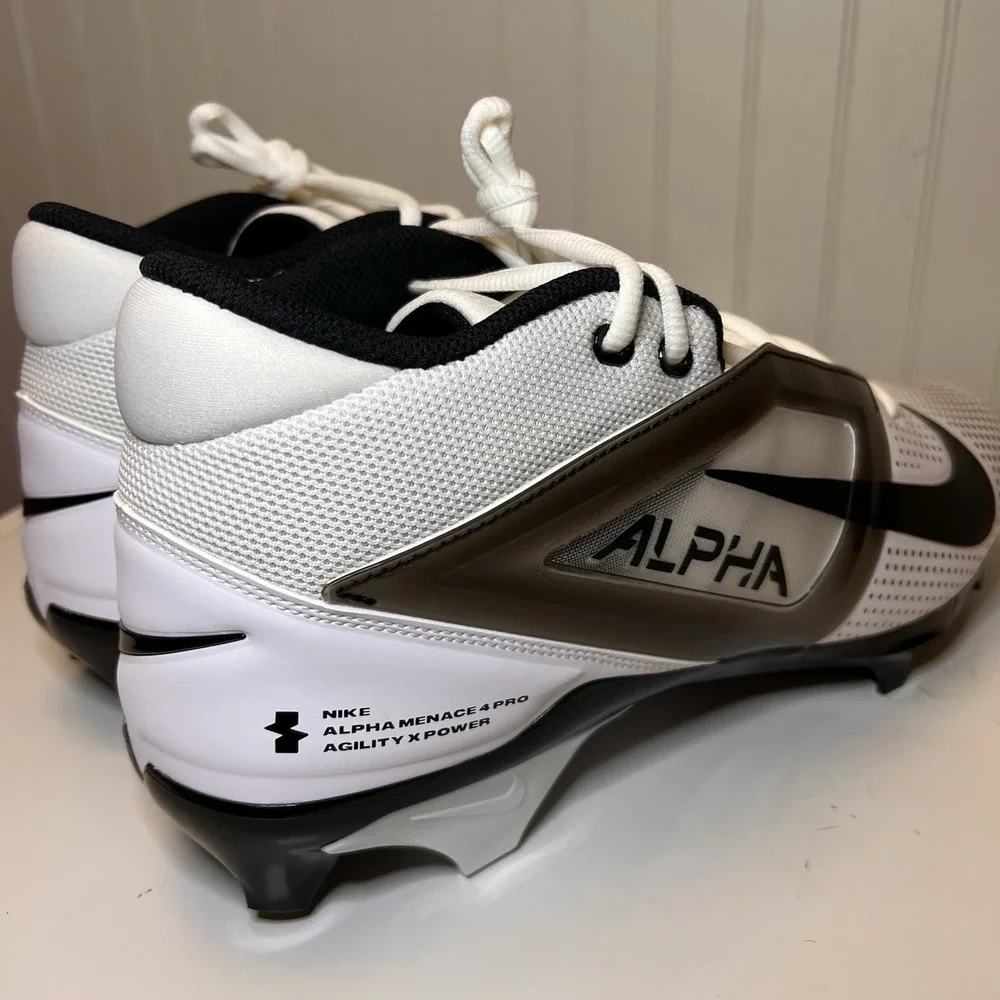 Nike Alpha Menace 4 Pro Football Cleats Mens 13 White Black FZ7702-105 New Shoe